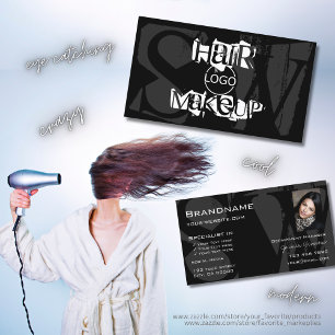 スタイリッシュ白黒グレーとフォトロゴモノグラム 名刺