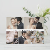 スタイリッシュ白黒シ結婚ックの写真コラージュ サンキューカード (スタンド正面)