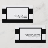 スタイリッシュ白黒ストライプのプロフェッショナル管理者 名刺 (正面/裏面)