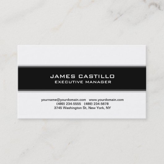 スタイリッシュ白黒ストライプのモダンプロフェッショナル 名刺 (正面)