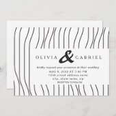 スタイリッシュ白黒ストライプ。モダン結婚 招待状 (正面/裏面)