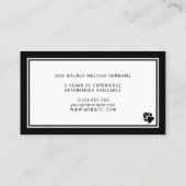 スタイリッシュ白黒ドッグシルエットドッグウォーカー 名刺 (裏面)