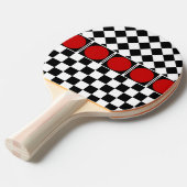 スタイリッシュ白黒ハーフダイアモンド市松模様にズレッドバンド 卓球ラケット (正面アングル)