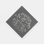 スタイリッシュ白黒ハ絵を描フローラ結婚ズ スタンダードランチョンナプキン (角)