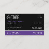 スタイリッシュ白黒パープルシンプルとモノグラム 名刺 (裏面)