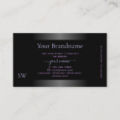 スタイリッシュ白黒ブルーグラデーションピンクフレームモノグラム 名刺 (裏面)