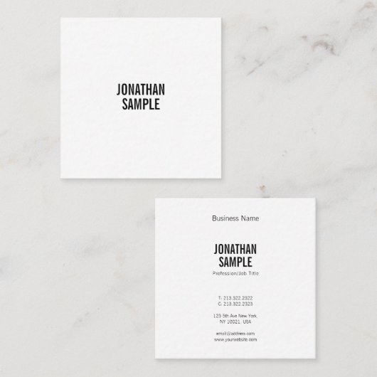 スタイリッシュ白黒ミニマルクモダンリーシック スクエア名刺 (正面/裏面)