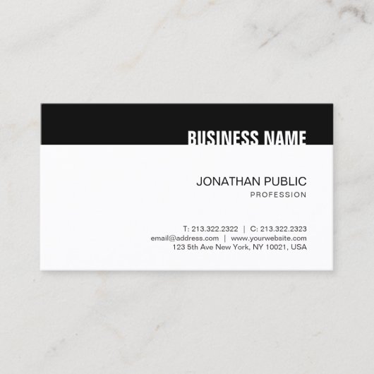 スタイリッシュ白黒モダンテンプレートトレンディー 名刺 (正面)