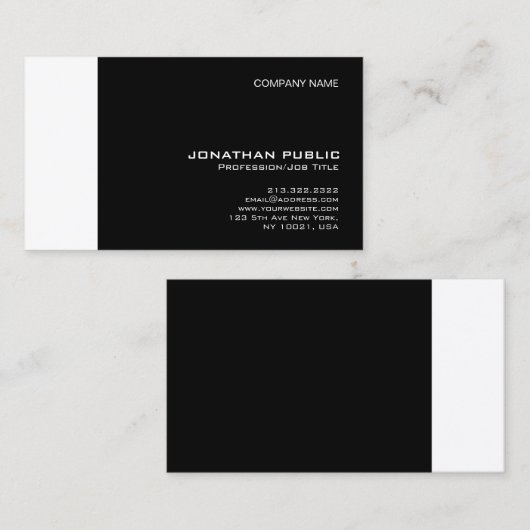 スタイリッシュ白黒モダンプロフェッショナルクリーン 名刺 (正面/裏面)