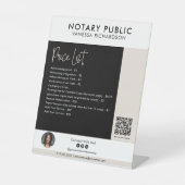 スタイリッシュ白黒写真QR公証人価格表 台座サイン (正面)