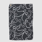 スタイリッシュ白黒弓パターン名前をカスタムする ゴルフタオル (正面)