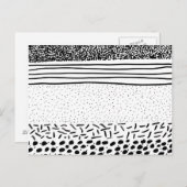 スタイリッシュ白黒手描き水玉模様ストライプ ポストカード (正面/裏面)