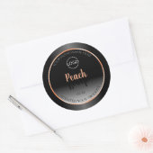 スタイリッシュ白黒製品ラベル桃フレームロゴ ラウンドシール (封筒)