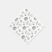 スタイリッシュ白黒貝の模様 スタンダードカクテルナプキン (角)