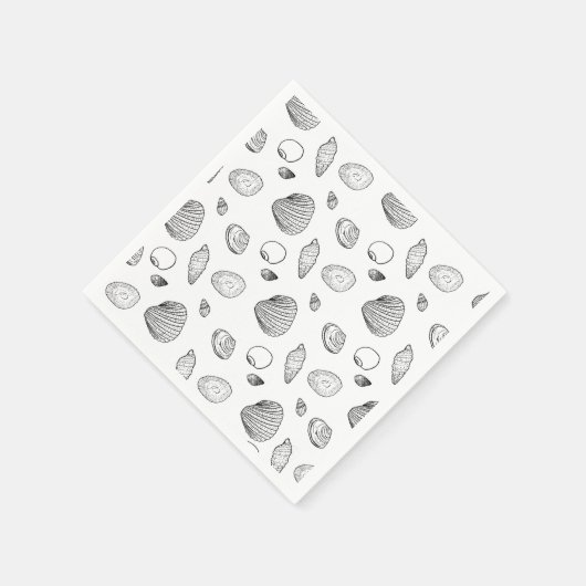スタイリッシュ白黒貝の模様 スタンダードカクテルナプキン (角)