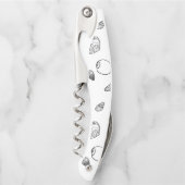 スタイリッシュ白黒貝の模様 ソムリエナイフ (正面)
