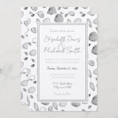 スタイリッシュ白黒貝の模様 招待状 (正面/裏面)