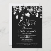 スタイリッシュ白黒18th誕生日パーティー 招待状 (正面)