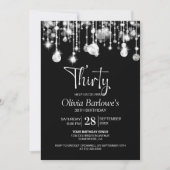 スタイリッシュ白黒30歳の誕生日パーティー 招待状 (正面)