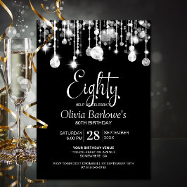 スタイリッシュ白黒80th誕生日パーティー 招待状
