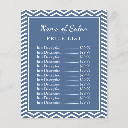 スタイリッシュ石板ブルーシェブロン美しいサロン価格表 チラシ (正面)