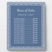 スタイリッシュ石板ブルーシェブロン美しいサロン価格表 フォトプラーク (正面)