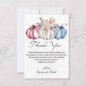 スタイリッシュ秋の水色のかぼちゃ結婚の サンキューカード (正面)