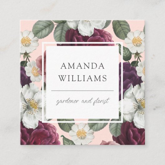 スタイリッシュ素朴エレガントフローラ スクエア名刺 (正面)