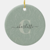 スタイリッシュ素朴セージ植物学フローラ名 セラミックオーナメント (裏面)