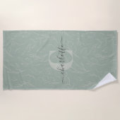 スタイリッシュ素朴セージ植物学フローラ名 ビーチタオル (正面)