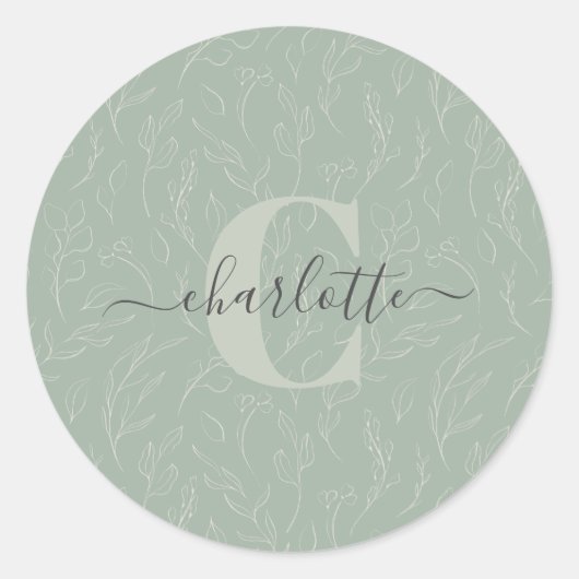 スタイリッシュ素朴セージ植物学フローラ名 ラウンドシール (正面)