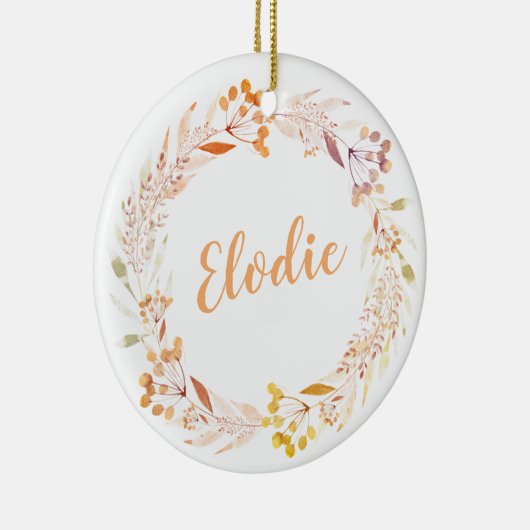 スタイリッシュ素朴フローラパーソナライズされた名 セラミックオーナメント (右)