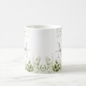 スタイリッシュ素朴Sage Green Botanicalフローラ名 コーヒーマグカップ (中央)