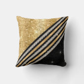 スタイリッシュ結フェイク晶金ゴールド及び黒パーソナライズされた クッション (裏面)