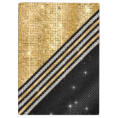 スタイリッシュ結フェイク晶金ゴールド及び黒パーソナライズされた クリップボード (裏面)