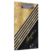 スタイリッシュ結フェイク晶金ゴールド及び黒パーソナライズされた クリップボード (右)