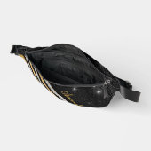 スタイリッシュ結フェイク晶金ゴールド及び黒パーソナライズされた ファニーパック (見開き)