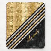 スタイリッシュ結フェイク晶金ゴールド及び黒パーソナライズされた マウスパッド (正面)