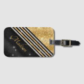 スタイリッシュ結フェイク晶金ゴールド及び黒パーソナライズされた ラゲッジタグ (正面横)