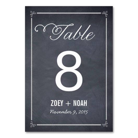 スタイリッシュ結婚なカルクのテーブル番号カード テーブルナンバー (正面)