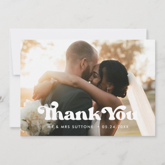 スタイリッシュ結婚の感謝してい写真 案内状 (正面)