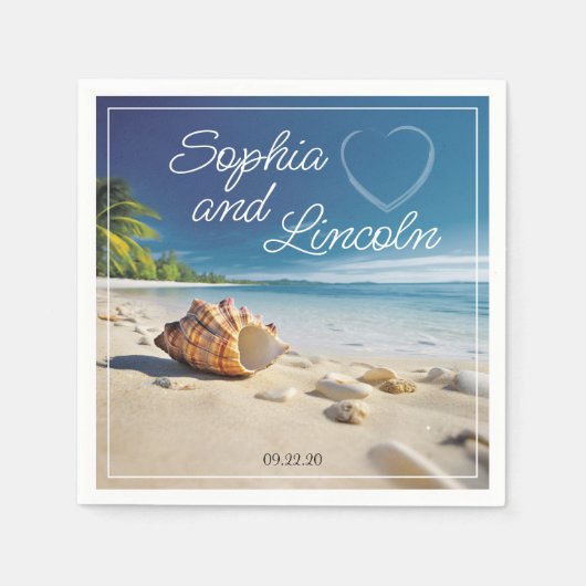 スタイリッシュ結婚夏 スタンダードカクテルナプキン (正面)