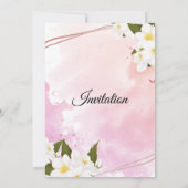スタイリッシュ結婚式招待状、ピンク、白い花 招待状 (裏面)