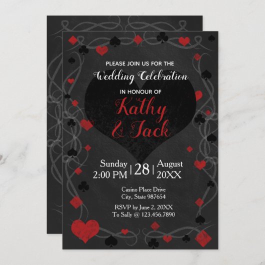 スタイリッシュ結婚式招待状 招待状 (正面/裏面)