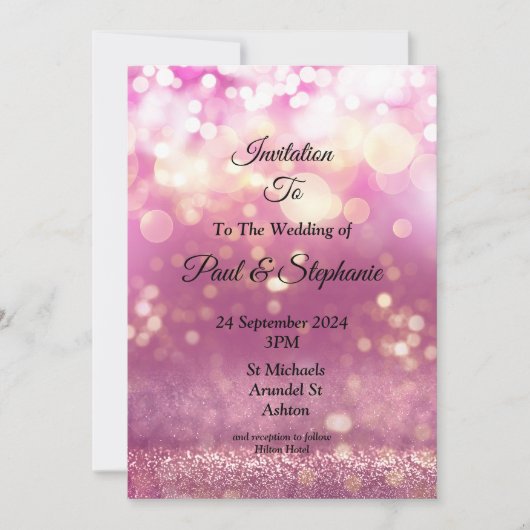 スタイリッシュ結婚式招待状、紫の夢 招待状 (正面)