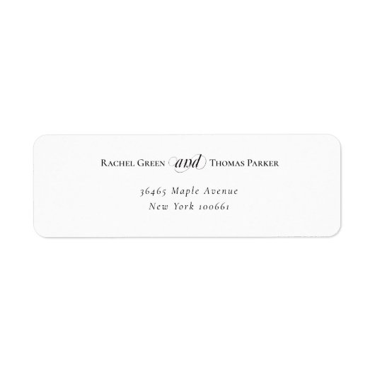 スタイリッシュ結婚白黒差出人住所ラベル ラベル (正面)