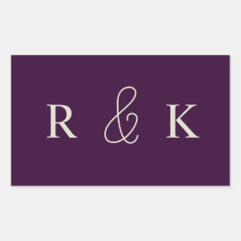 スタイリッシュ結婚連モノグラムの対 長方形シール