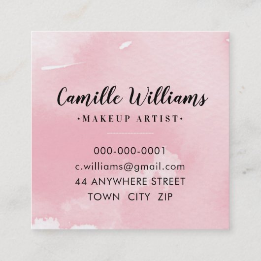 スタイリッシュ絵を描モダン水淡い色の色 スクエア名刺 (裏面)