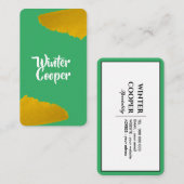 スタイリッシュ絵を描（ばちゃばちゃ）跳ねるターコイズ 名刺 (正面/裏面)