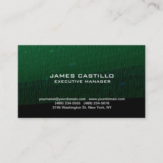 スタイリッシュ緑の背景モダンプロフェッショナル 名刺 (正面)